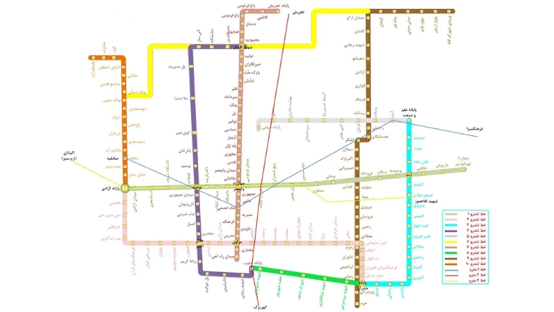 جدیدترین نقشه BRT تهران 1404