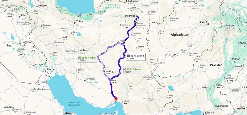 سفر زمینی به کیش از مشهد