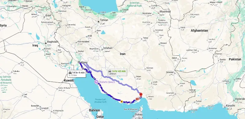 سفر زمینی به کیش از اهواز
