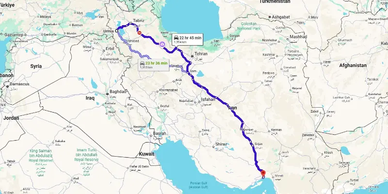 سفر زمینی به کیش از ارومیه