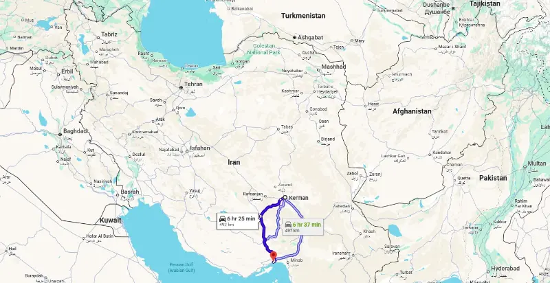 سفر زمینی به کیش از کرمان